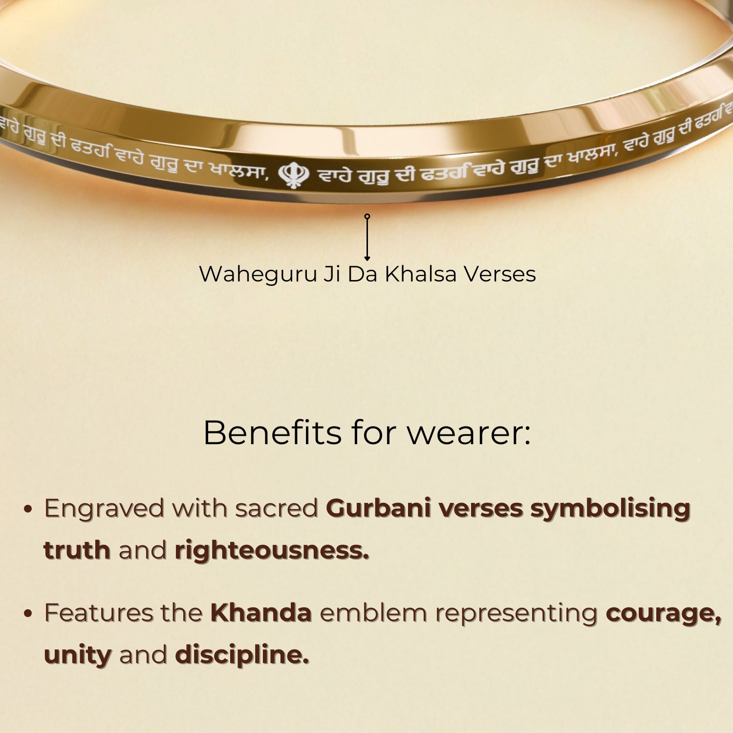 Round Flat Waheguru Ji Da Khalsa Kada Silver