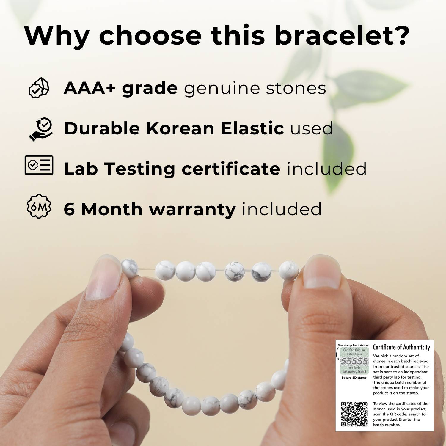 Natural Stone Jewellery Elastic Bracelet Clear Quartz