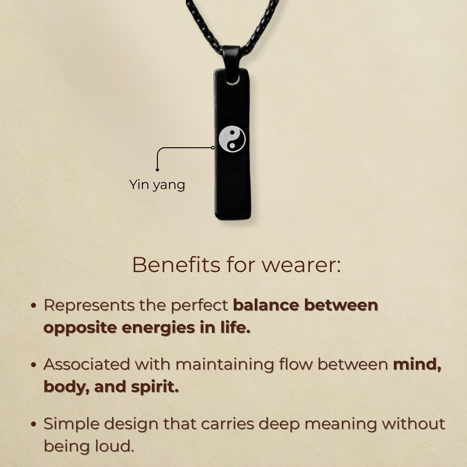 Black Yin Yang Spiritual Mini Bar Necklace