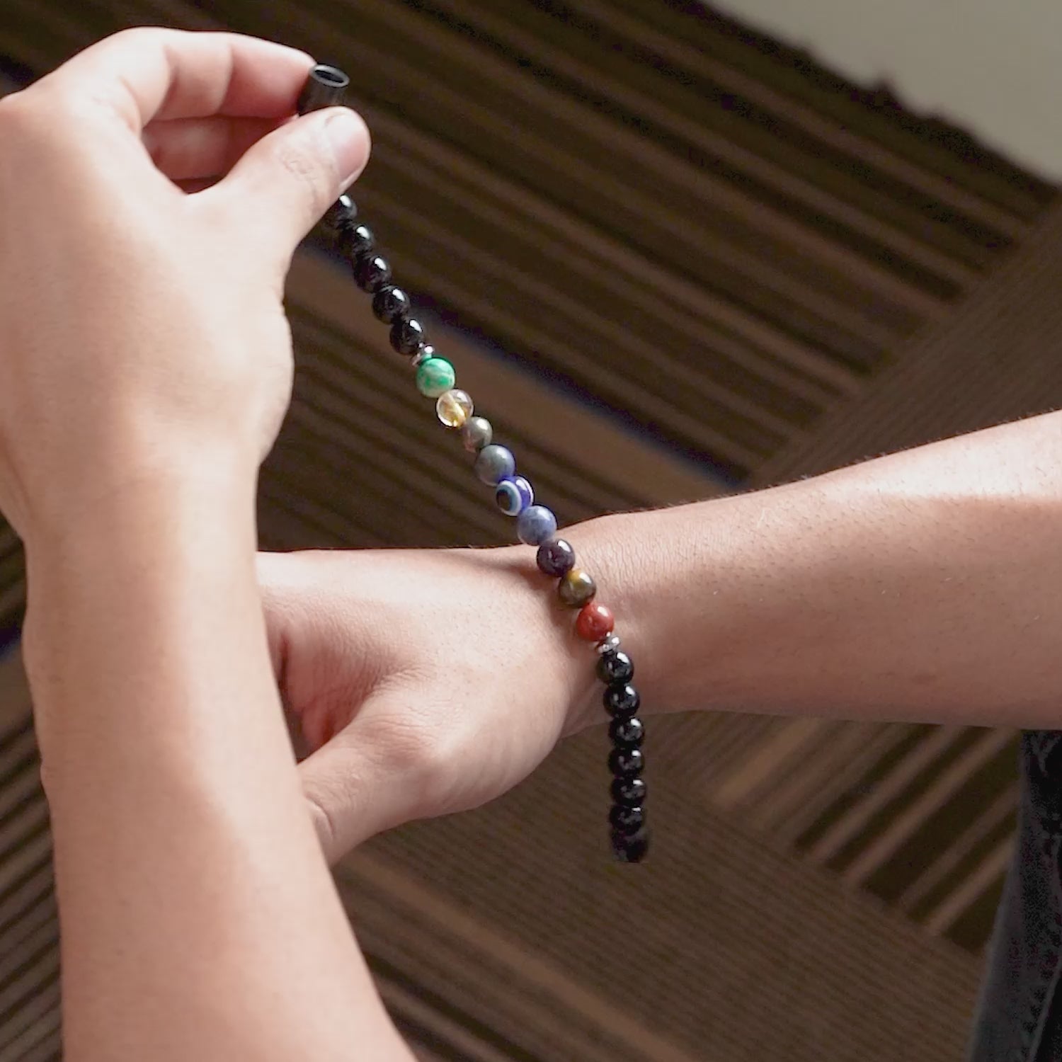 925 Sterling Silver Balance 7 chakra Natural Stone Bracelet With MagSnap2