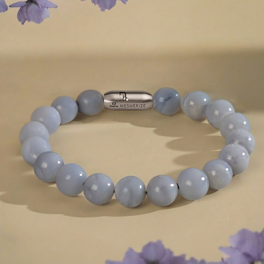 Gentle Blue Lace Agate Natural Stone Bracelet With MagSnap 4