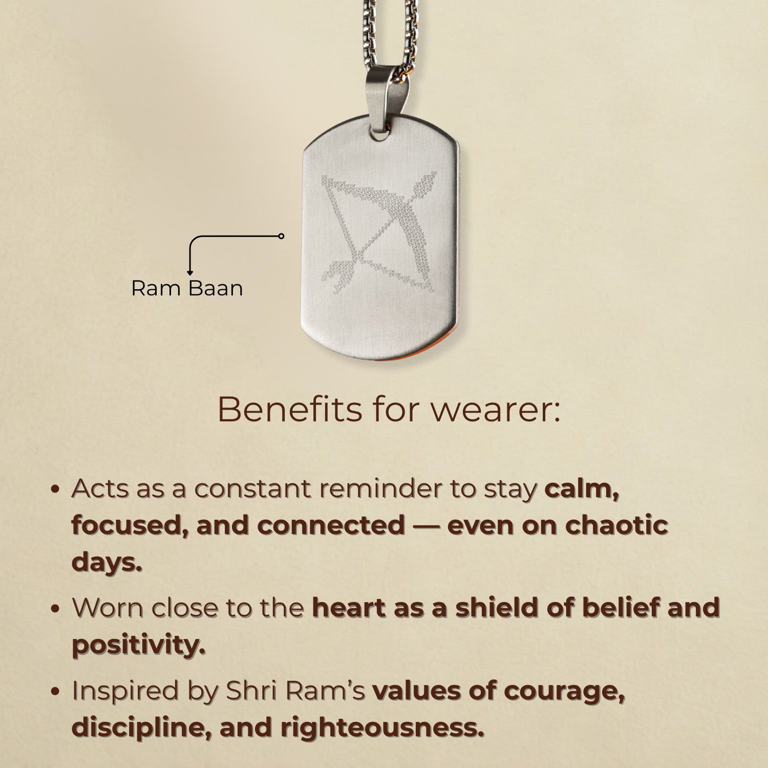 Ram Baan MicroCarved Tag Necklace Gold