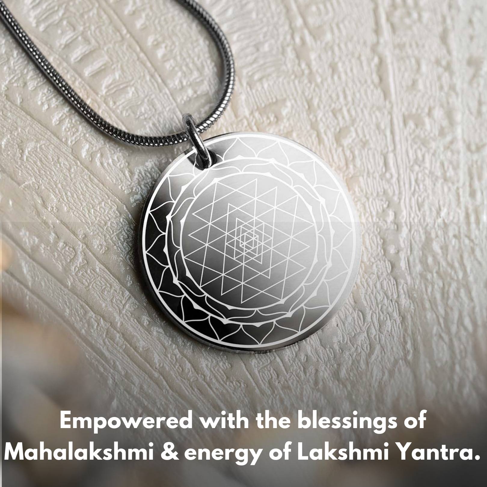 Prosperity Lakshmi Yantra Circle Silver Necklace