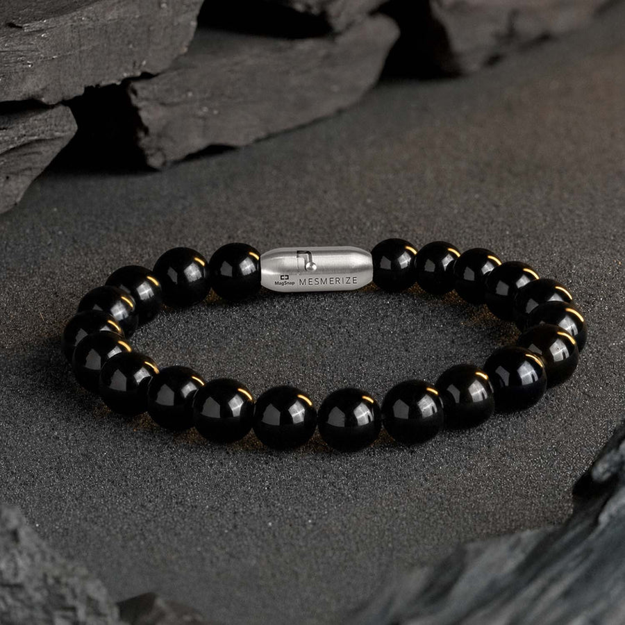 Grounding Black Obsidian Natural Stone Bracelet