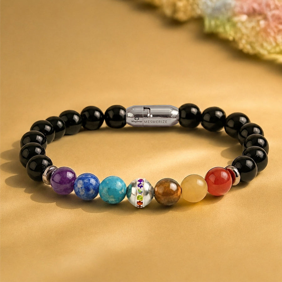 Pure 925 Silver Balance 7 chakra Natural Stone Bracelet With MagSnap 4