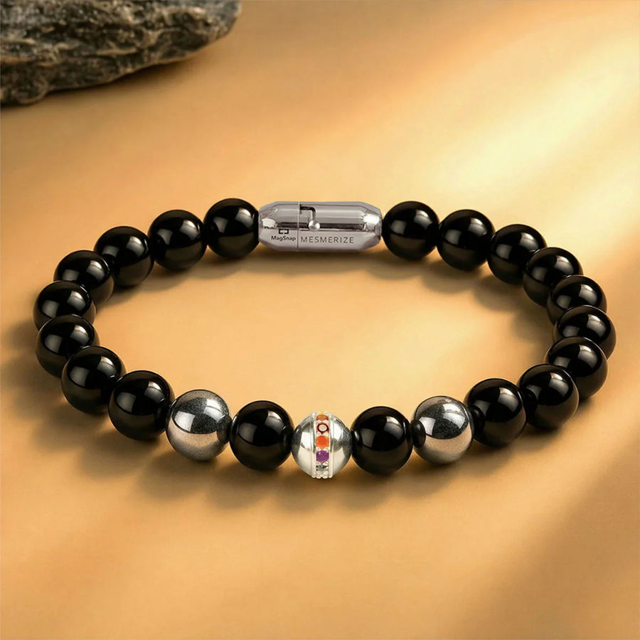 Pure 925 Silver 7 Chakra And Hematite Natural Stone Bracelet With MagSnap 4