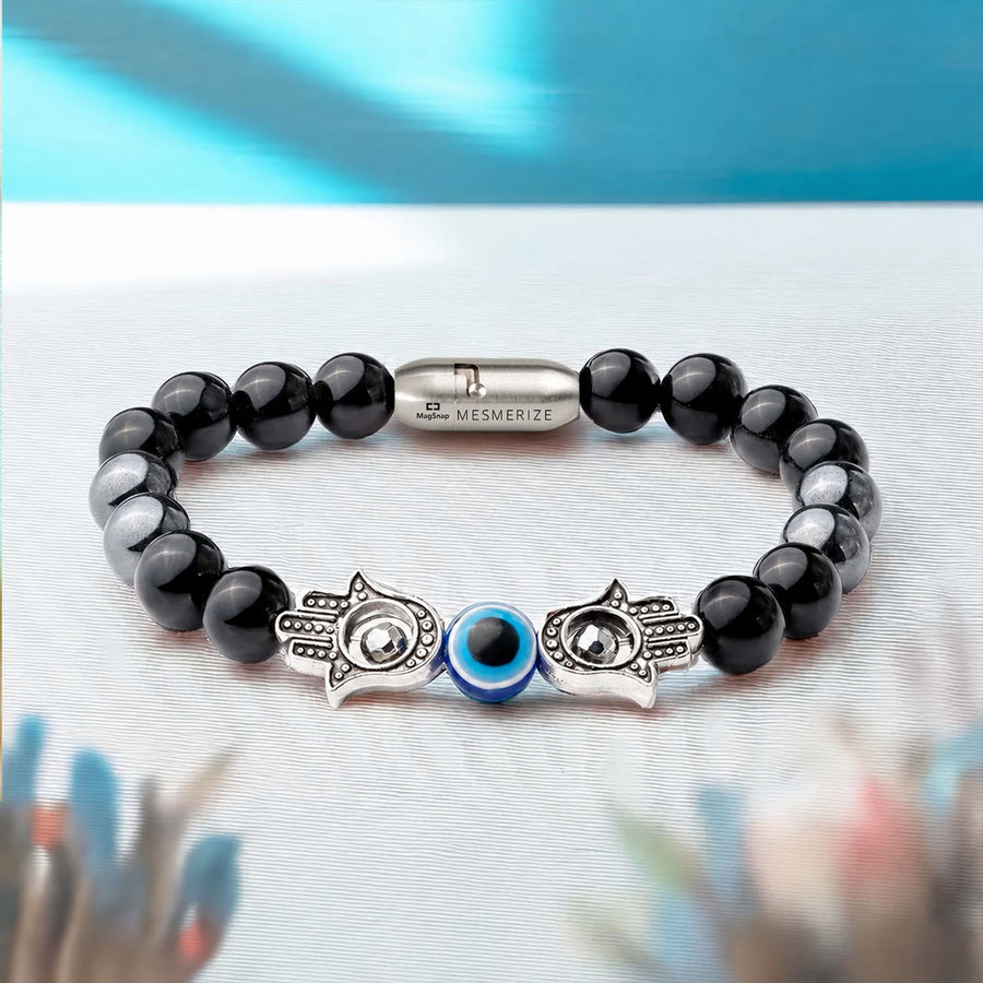 Protective Evil Eye Hamsa Natural Stone Bracelet with MagSnap 4