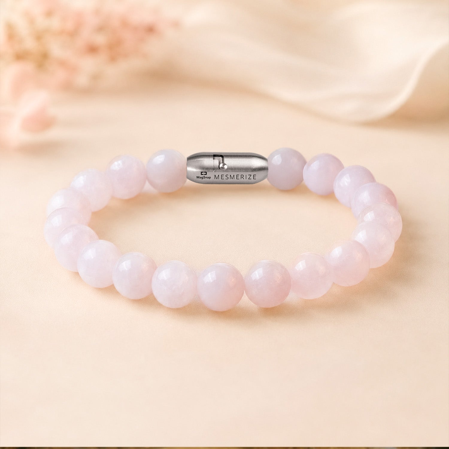 Solace Rose Quartz Natural Stone Bracelet with MagSnap