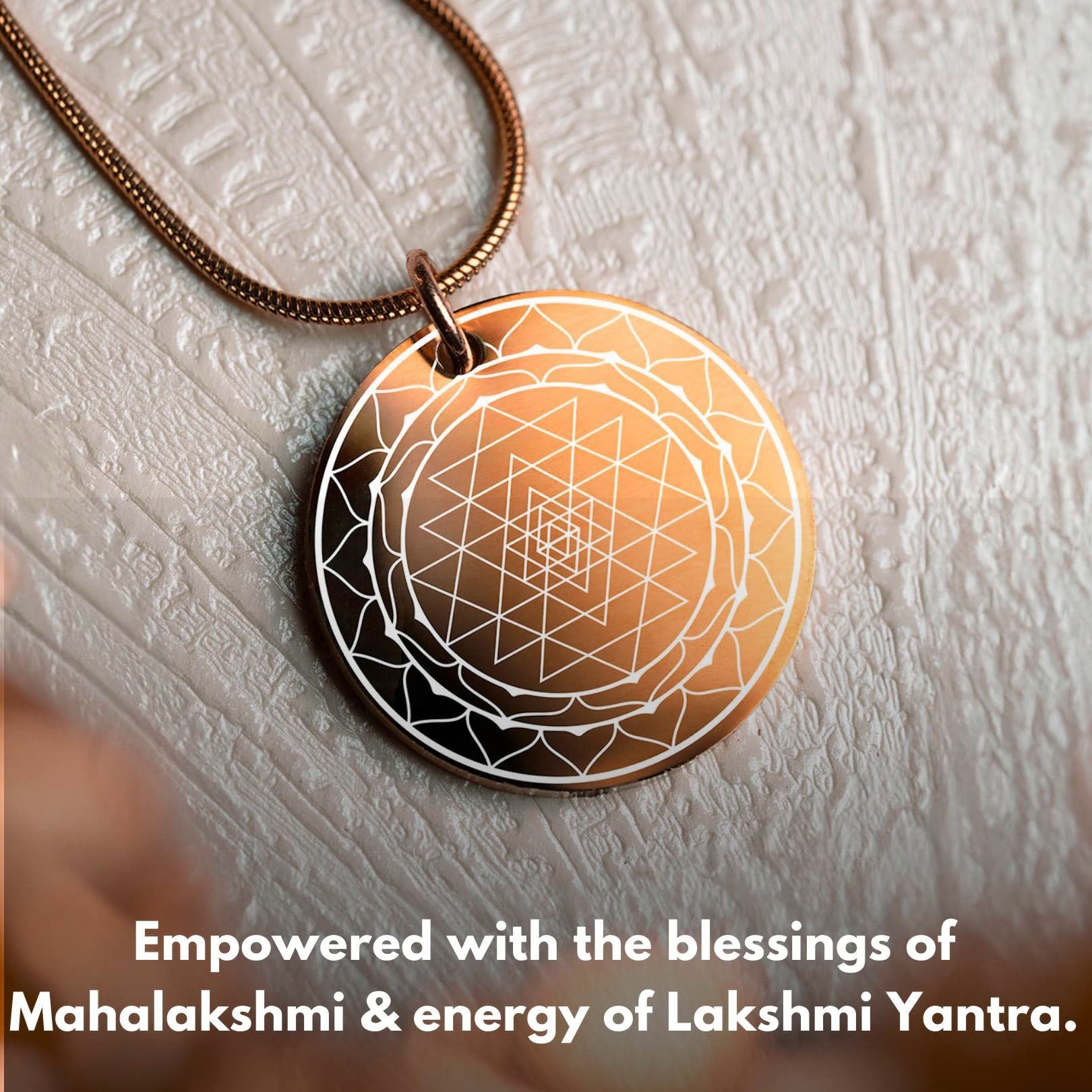 Prosperity Lakshmi Yantra Circle Rose Gold Necklace