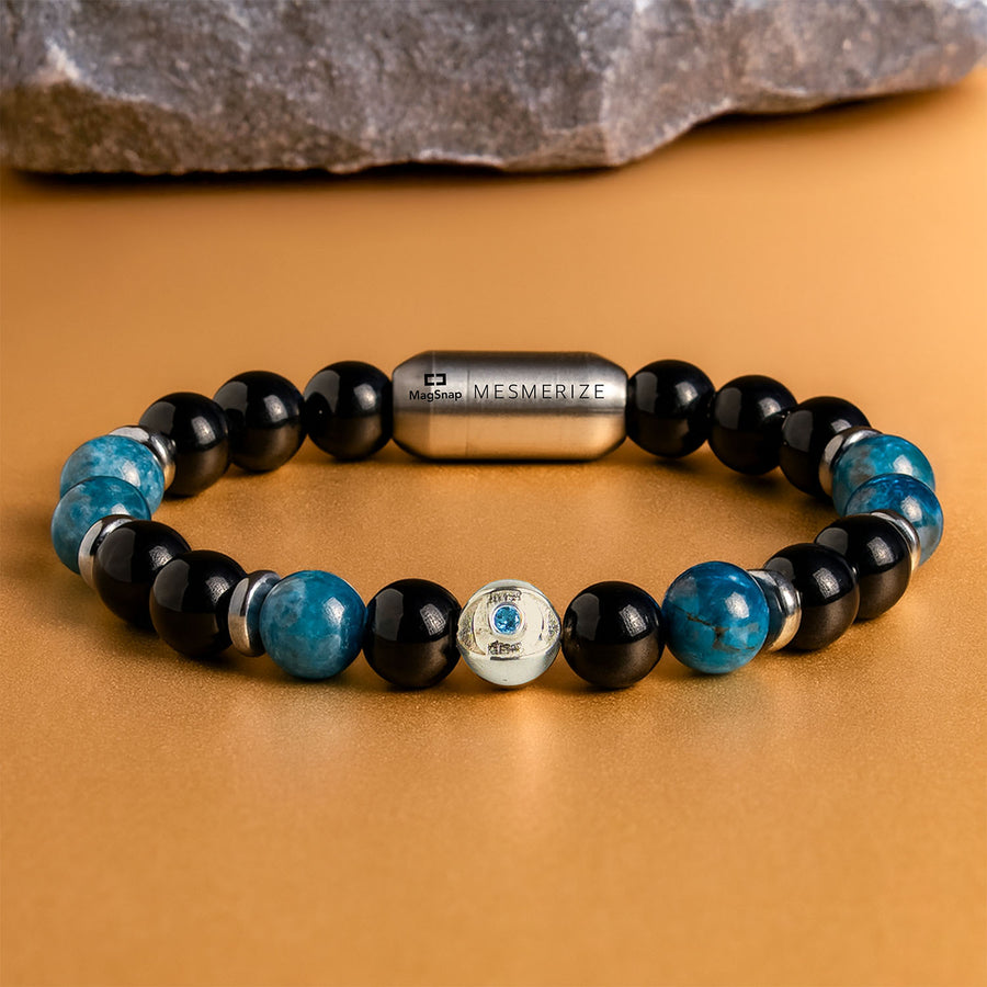 Pure 925 Silver Aegis Evil Eye Natural Stone Bracelet with Magsnap