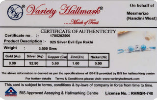 925 Evil Eye lab certificate 1