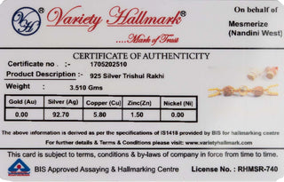 925 Silver Gold Trishul lab certificate 2