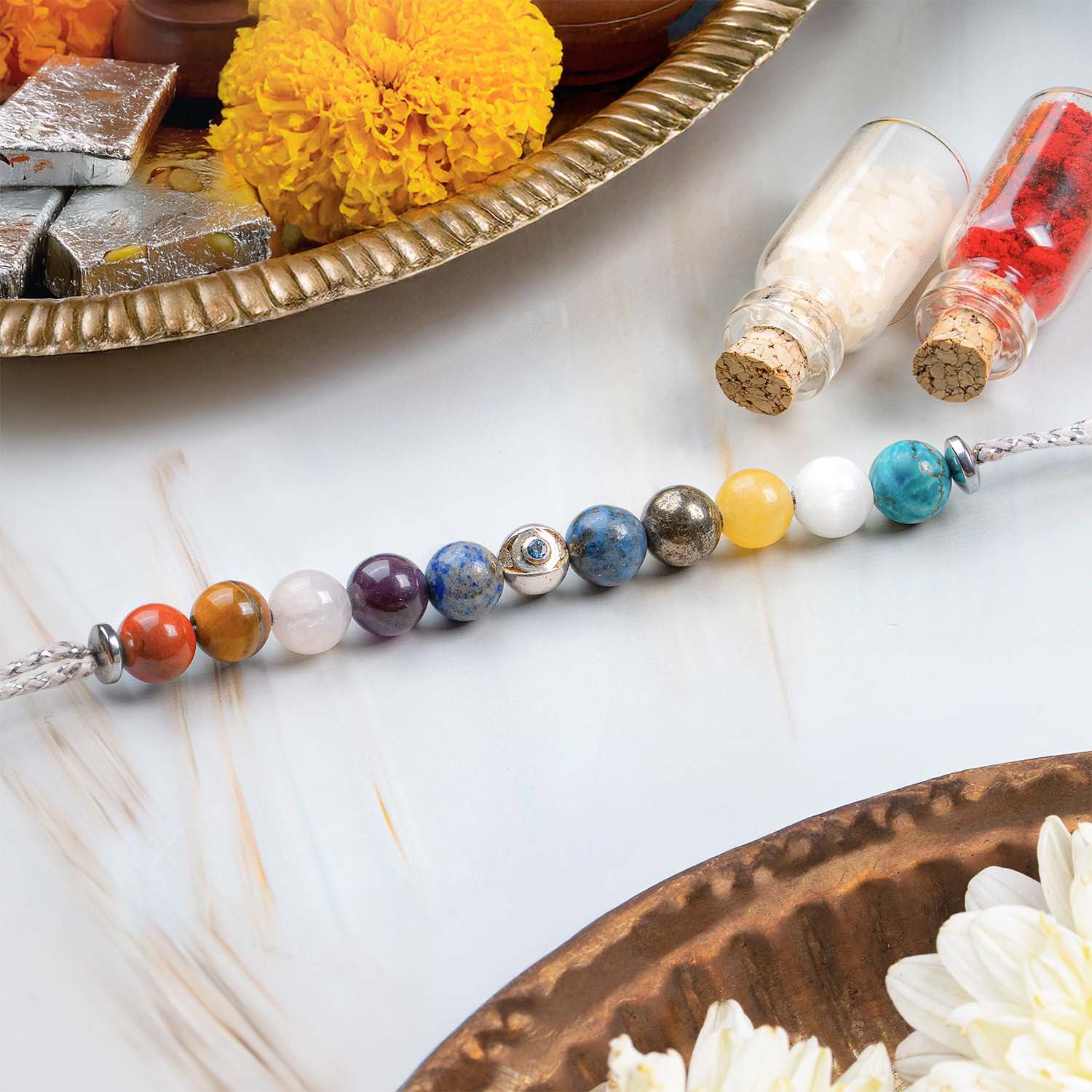 925 Sterling Silver Super 11 Chakra Evil Eye Rakhi