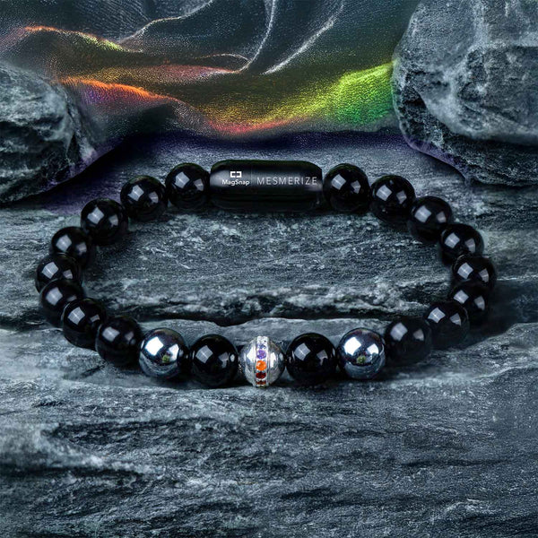 Pure 925 Silver 7 Chakra And Hematite Natural Stone Bracelet With MagSnap 2