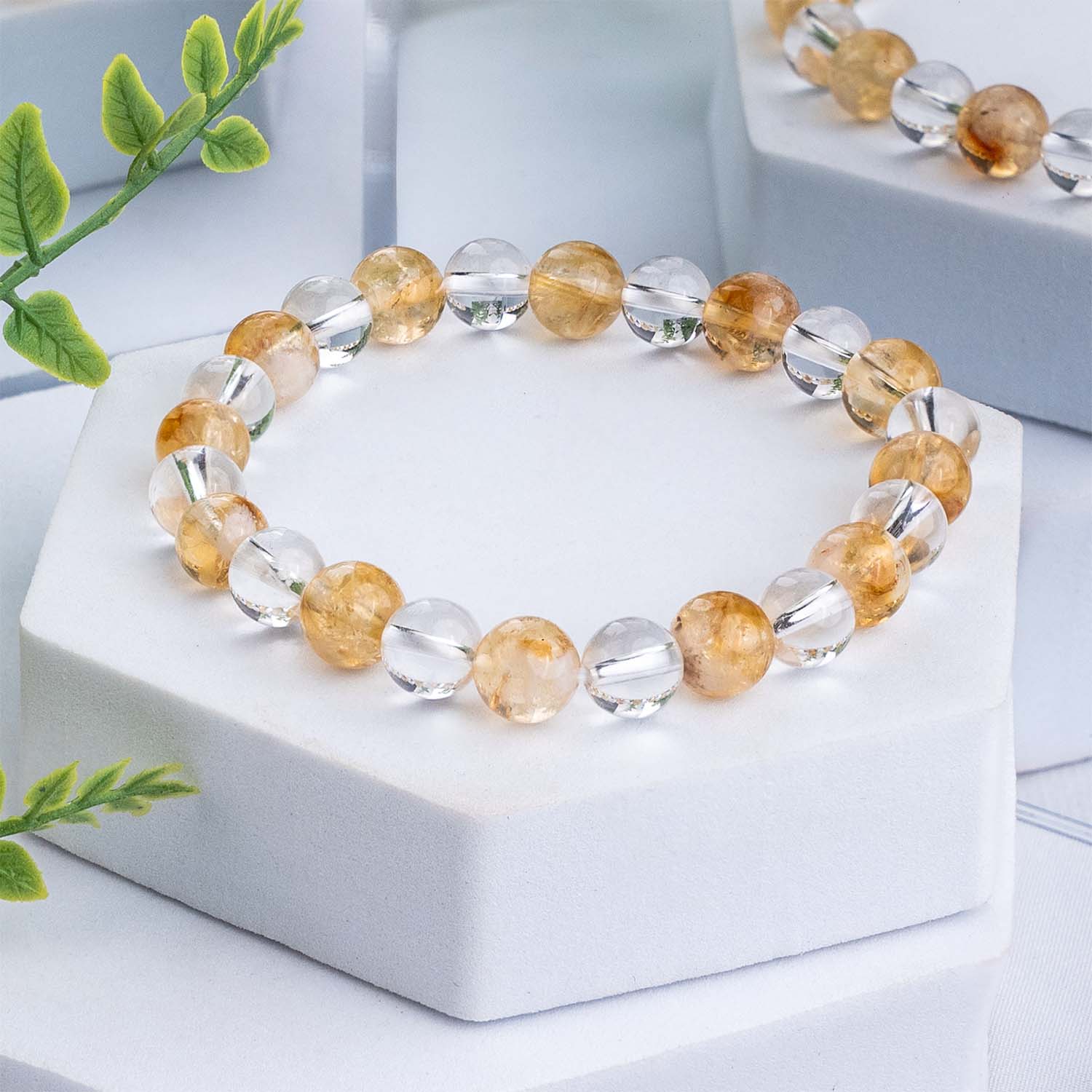 Natural Stone Jewellery Bracelet Citrine Elastic