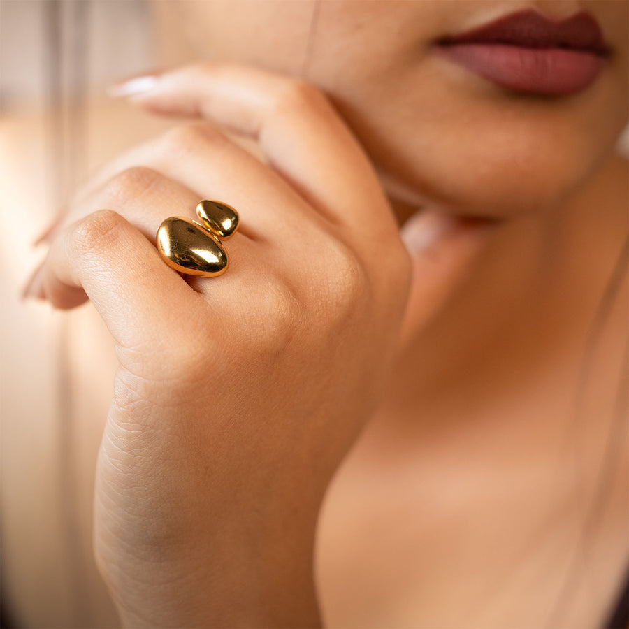 Aethel Gold Sphere Adjustable Hug Ring