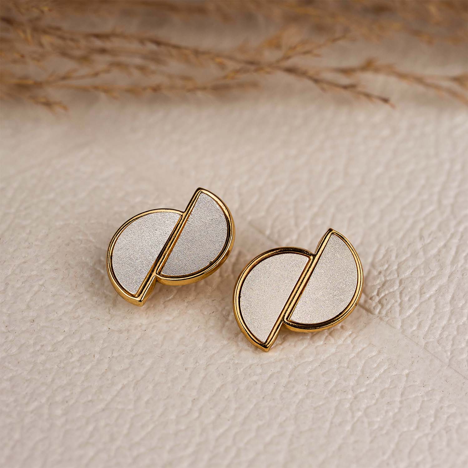 Amara Gold Half-Moon Stud Earrings