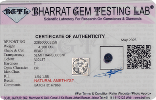 Amethyst lab certificate 3