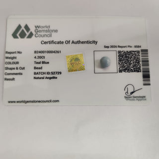Angelite lab certificate 15