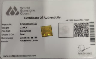 Aura Quartz lab certificate 5