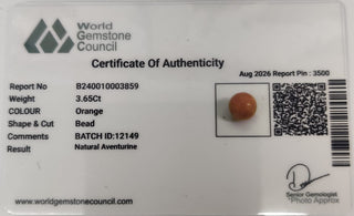 Aventurine lab certificate 5