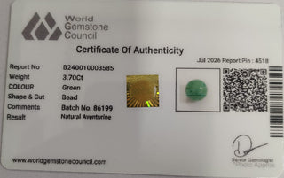 Aventurine lab certificate 4