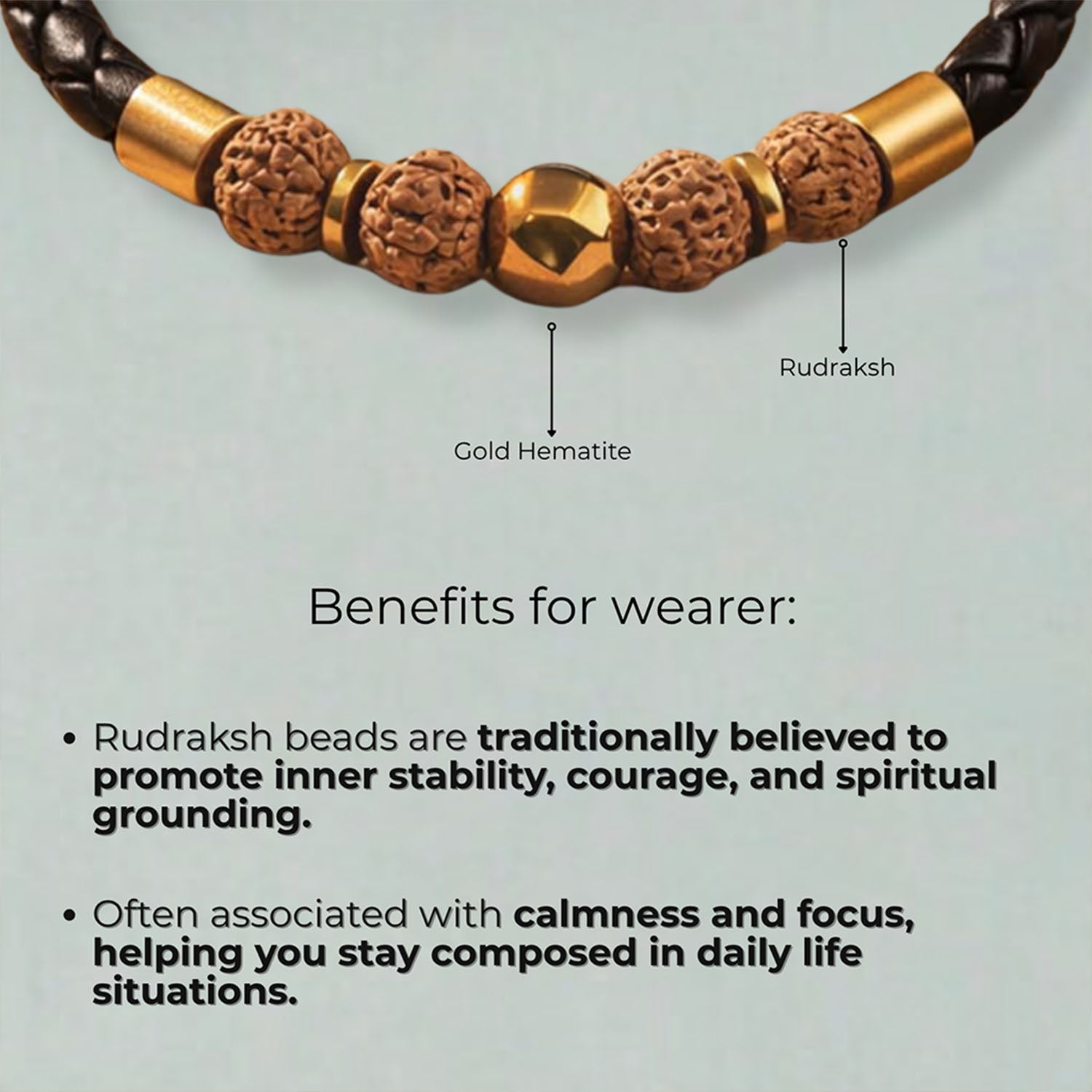 Spiritual Rudraksh Natural Stone NeoLeather Bracelet With MagSnap2