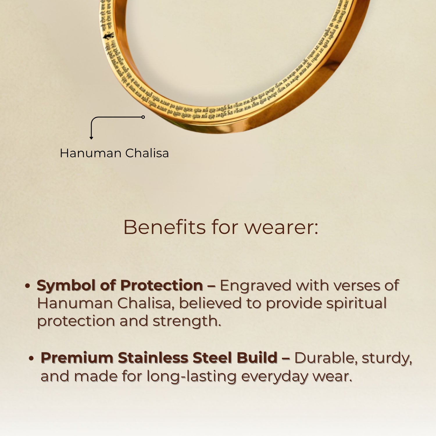 9 Verse Hanuman Chalisa MicroCarved Classic Round Kada Silver 