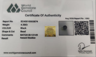 Black Obsidian lab certificate 9