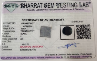 Black Obsidian lab certificate 7