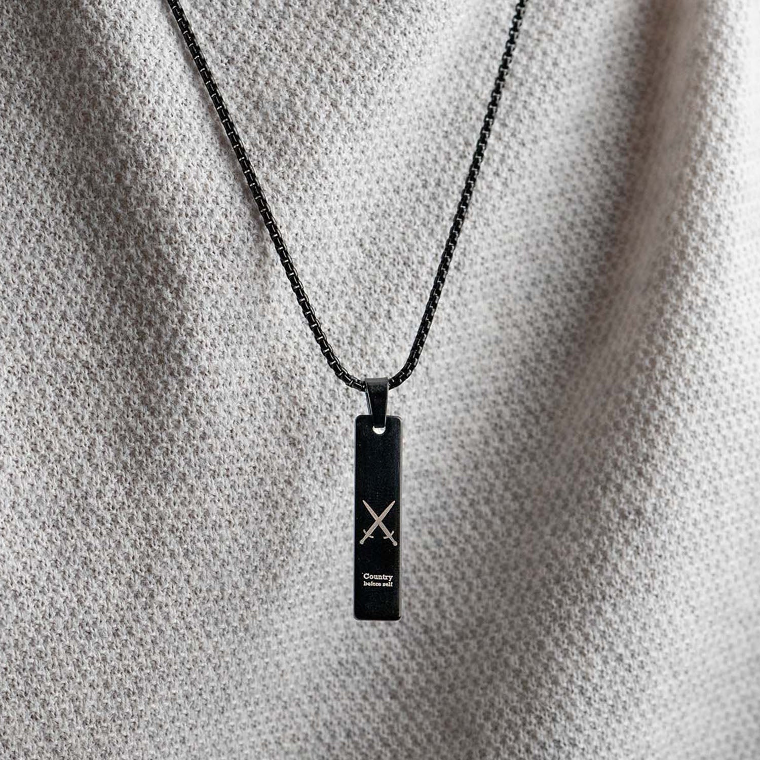 Black Army Combat Mini Bar Necklace