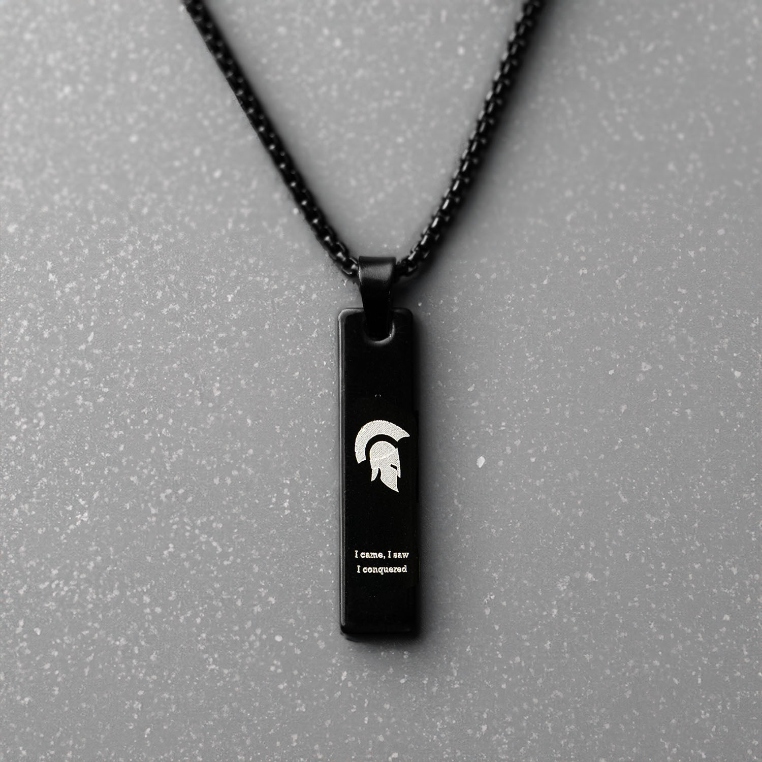 Black Retro Combat Mini Bar Necklace