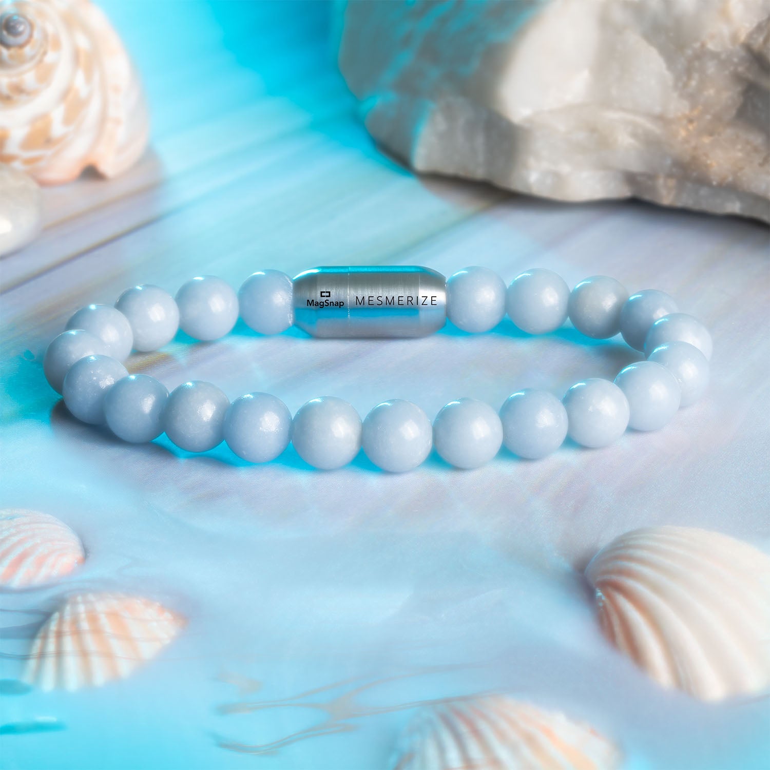 Calming Angelite Natural Stone Bracelet with MagSnap