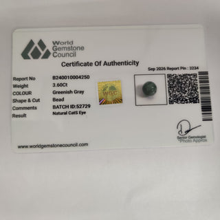 Cat Eye lab certificate 9