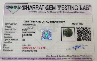 Cat Eye lab certificate 4