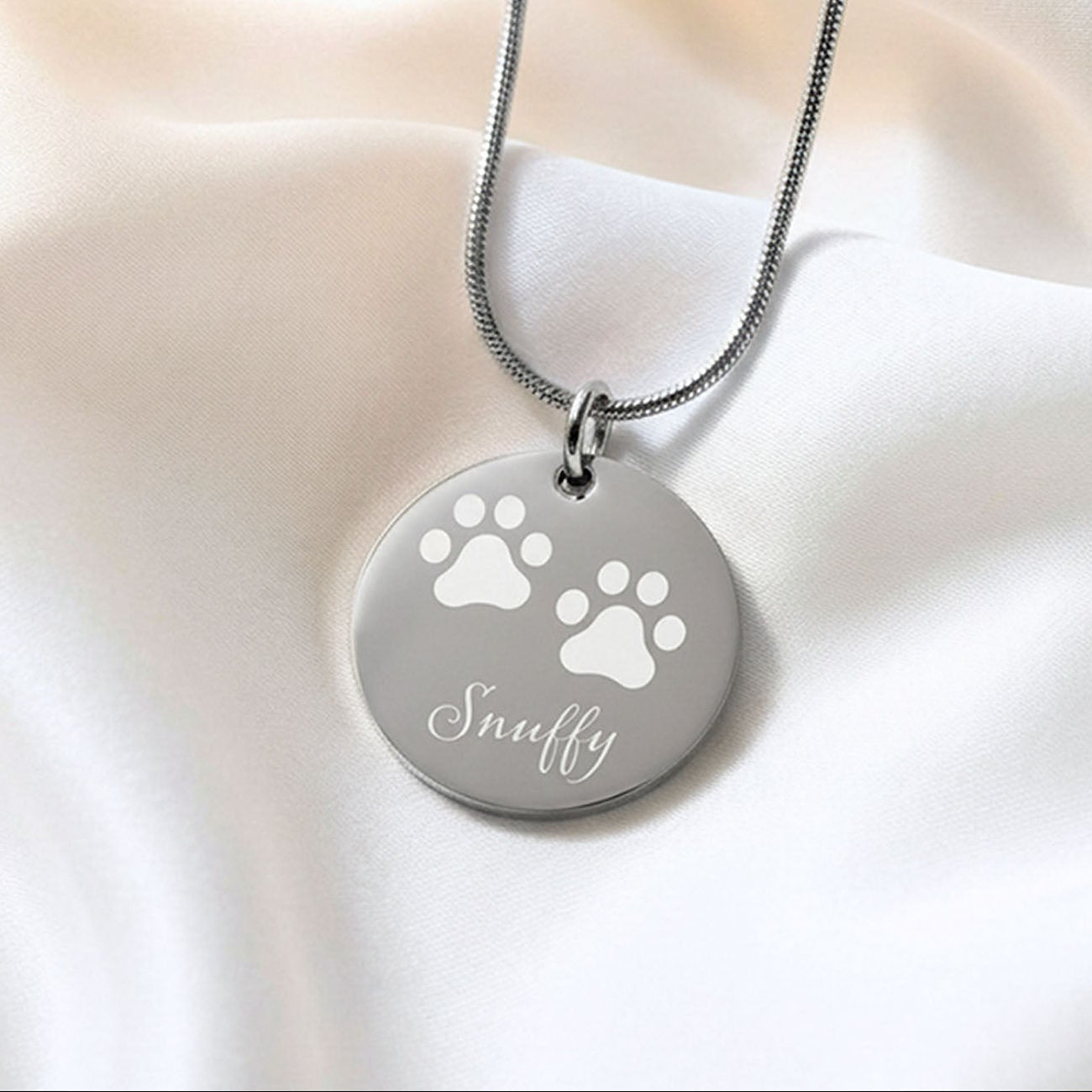Cat Paw Circle Necklace Silver