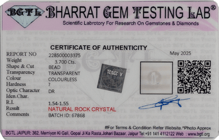 Clear Quartz lab certificate 3