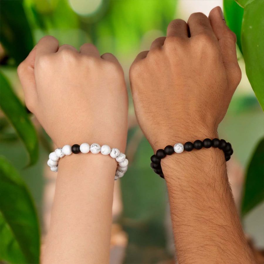 Couple Howlite and Black Onyx Bracelet