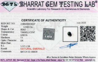 Emerald lab certificate 4