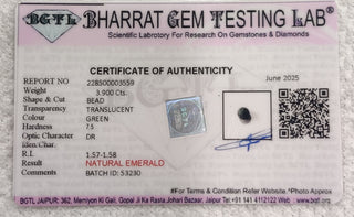 Emerald lab certificate 3