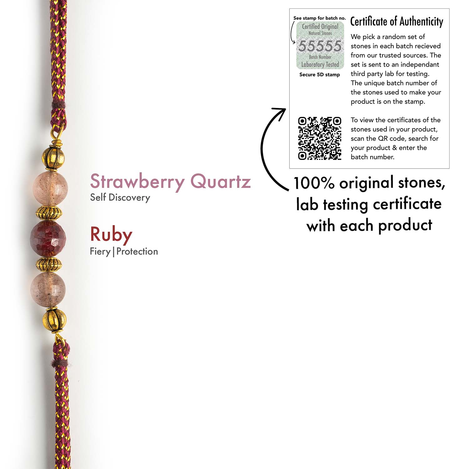Fiery Ruby Natural Stone Rakhi