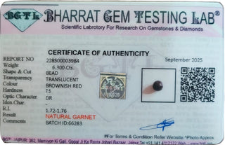 Garnet lab certificate 7