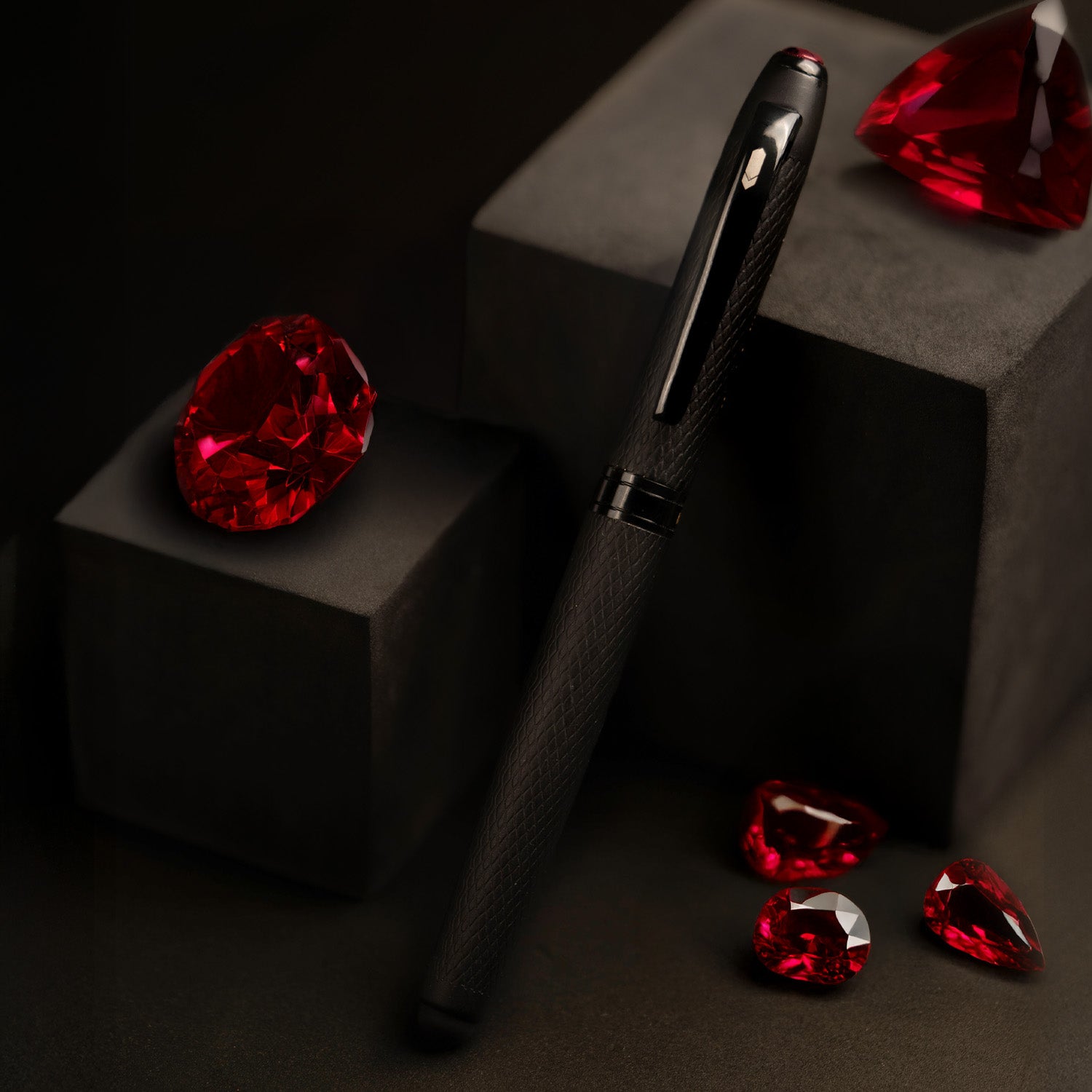 Matte Black Finish Garnet 2 in 1 MagSnap Roller Ball Pen with Stylus None