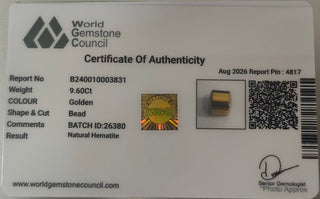 Gold Hematite Square lab certificate 8