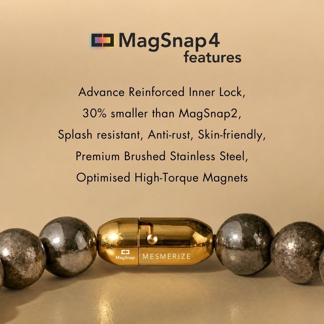 Guardian Gold Hematite & Gloss Onyx Natural Stone Bracelet with Magsnap 2