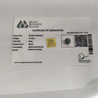Grey Hematite lab certificate 14