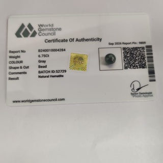 Grey Hematite lab certificate 15