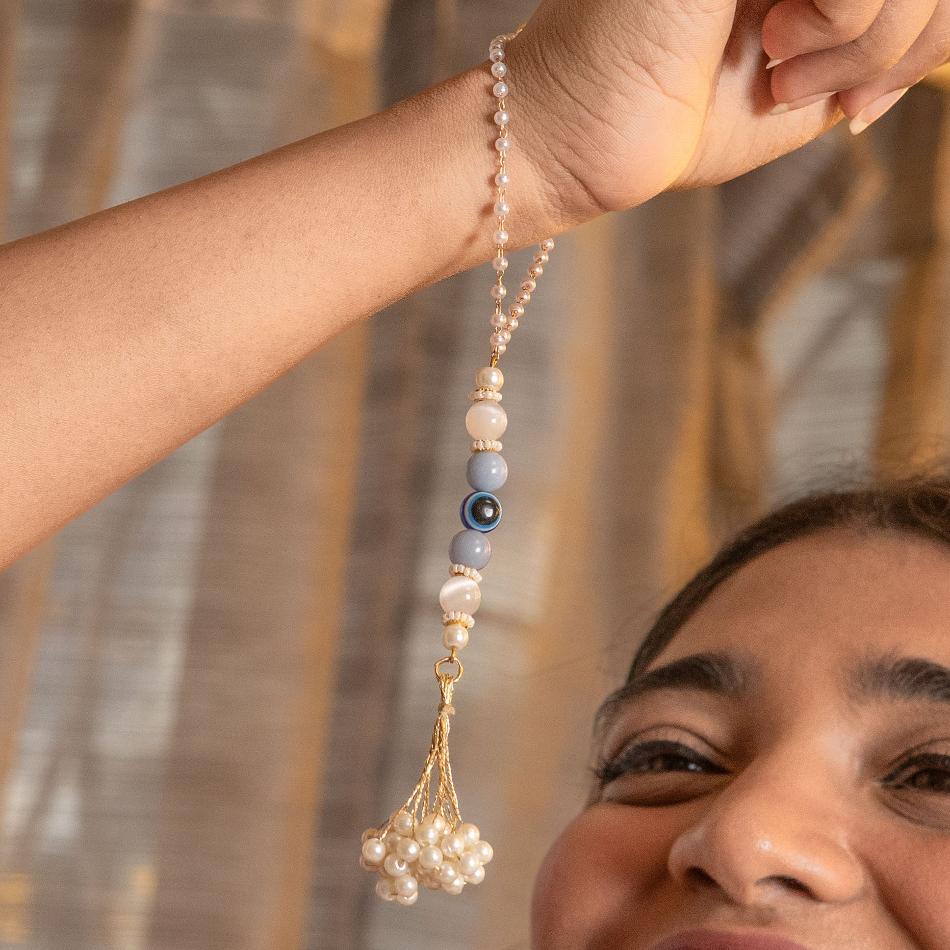 Guidance Angelite Natural Stone Lumba Rakhi