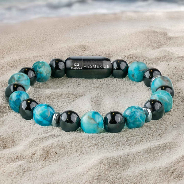 Harmonic African Turquoise & Black Obsidian Natural Stone Bracelet 2