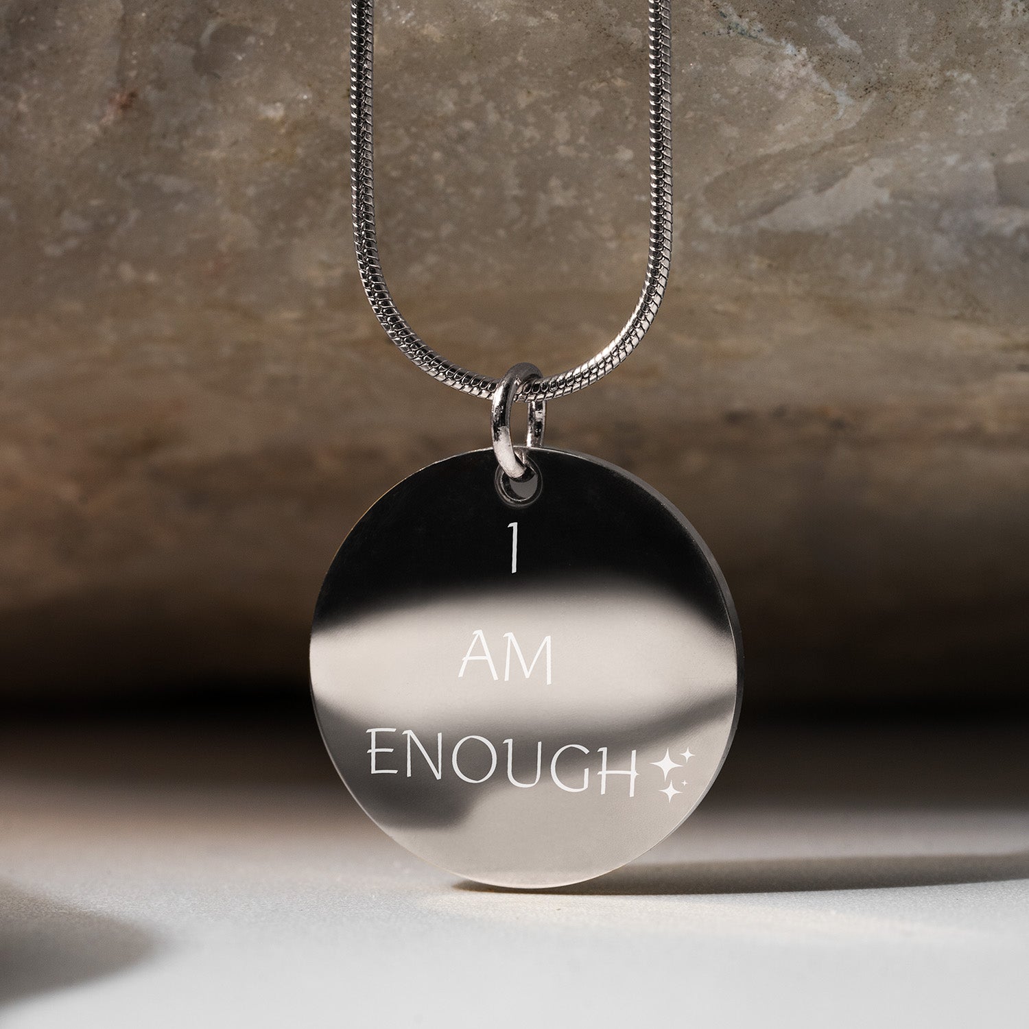 I AM ENOUGH Circle Necklace Silver